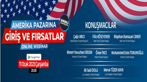 AMERİKA BİRLEŞİK DEVLETLERİ PAZARINA GİRİŞ VE FIRSATLAR(11 Ocak 2023 Çarşamba)