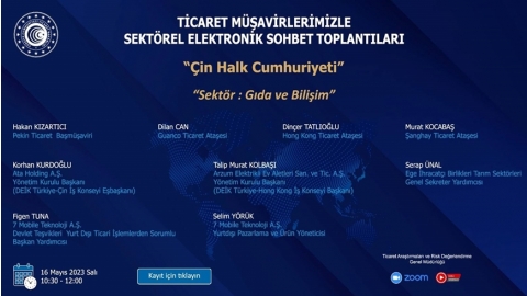 TİCARET MÜŞAVİRLERİMİZLE SEKTÖREL ELEKTRONİK SOHBETLER- ÇİN HALK CUMHURİYETİ