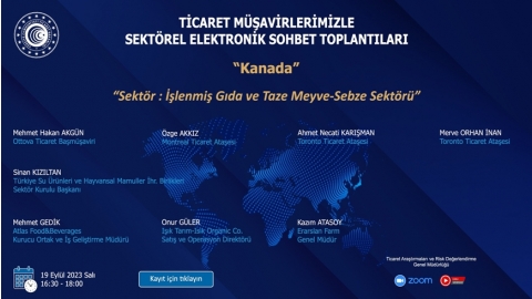 TİCARET MÜŞAVİRLERİMİZLE SEKTÖREL ELEKTRONİK SOHBET TOPLANTILARI - KANADA - 19.09.2023