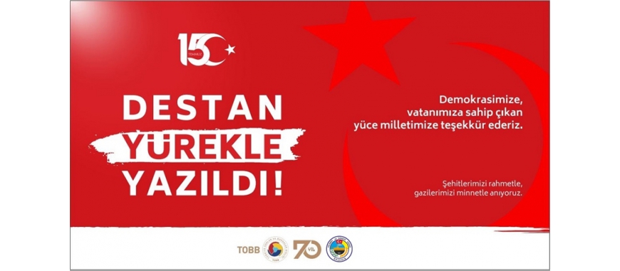 AKŞEHİR TSO YÖNETİM KURULU BAŞKANI AHMET EMİN MAKASCI 15 TEMMUZ DEMOKRASİ VE MİLLİ BİRLİK GÜNÜ DOLAYISIYLA MESAJ YAYIMLADI