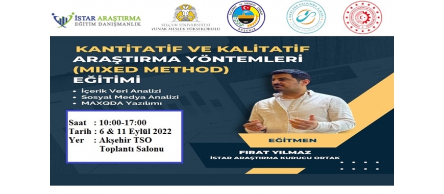 KANTİTATİF VE KALİTATİF ARAŞTIRMA YÖNTEMLERİ (KARMA YÖNTEM) EĞİTİMİ