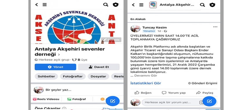 AKŞEHİR BİRLİK PLATFORMU ÇALIŞMALARINA DESTEK