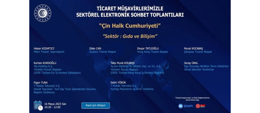 TİCARET MÜŞAVİRLERİMİZLE SEKTÖREL ELEKTRONİK SOHBETLER- ÇİN HALK CUMHURİYETİ